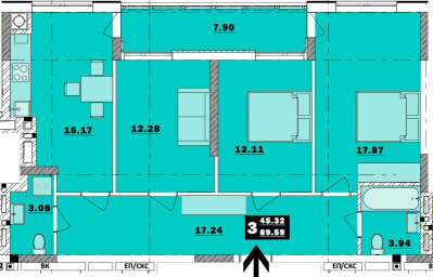 3-комнатная 89.59 м² в ЖК Обуховский ключ от 17 500 грн/м², г. Обухов