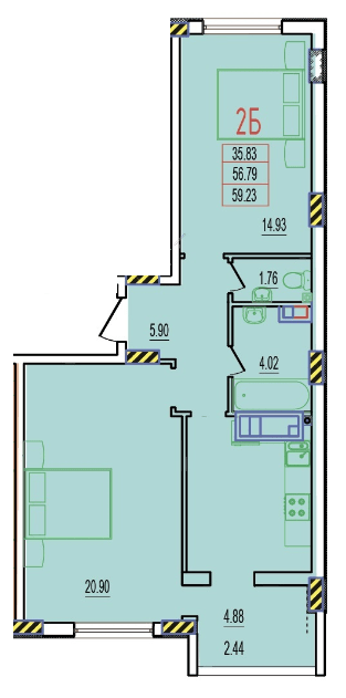 2-комнатная 59.23 м² в ЖК RosenTal от 13 600 грн/м², с. Лиманка