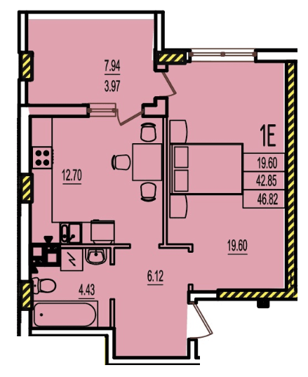 1-комнатная 46.82 м² в ЖК RosenTal от 17 550 грн/м², с. Лиманка