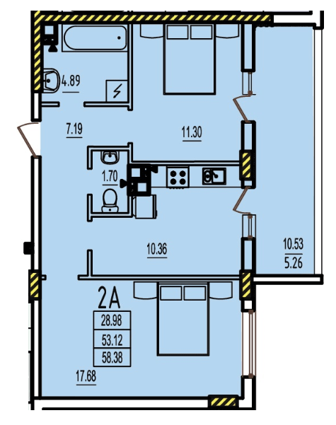 2-комнатная 58.38 м² в ЖК RosenTal от 16 400 грн/м², с. Лиманка