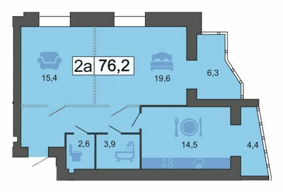 2-комнатная 76.2 м² в ЖК River Park от 27 950 грн/м², Днепр