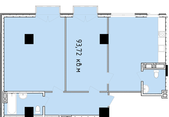 3-комнатная 93.72 м² в ЖК Баку от 27 850 грн/м², Днепр