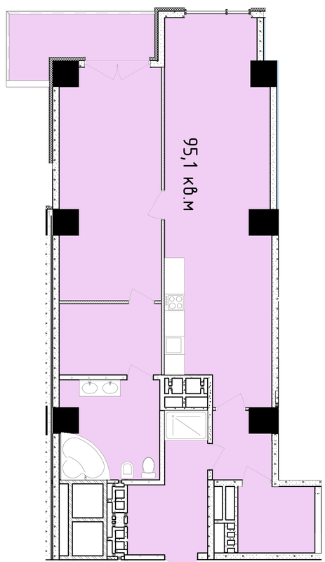 3-комнатная 95.1 м² в ЖК Баку от 27 850 грн/м², Днепр