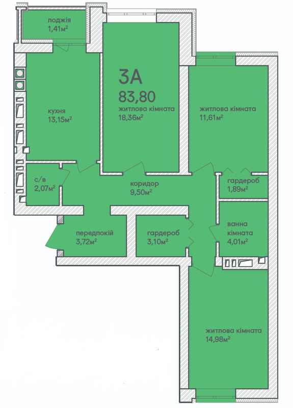 3-комнатная 83.8 м² в ЖК Синергия Сити (Kvartal Group) от 17 500 грн/м², г. Ирпень