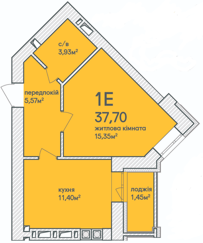 1-комнатная 37.7 м² в ЖК Синергия Сити (Kvartal Group) от 23 000 грн/м², г. Ирпень