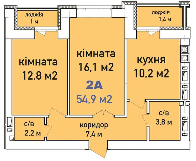 2-кімнатна 54.9 м² в ЖК Синергія Сіті (Kvartal Group) від 21 000 грн/м², м. Ірпінь