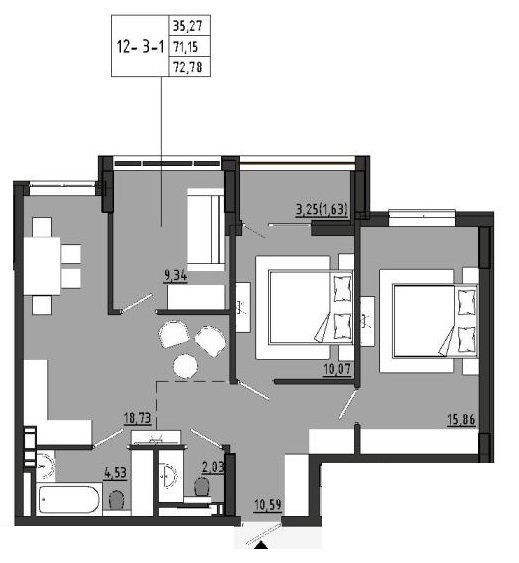 3-комнатная 72 м² в ЖК Сады Ривьеры от 18 800 грн/м², с. Фонтанка