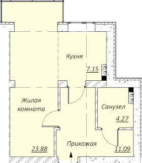 1-кімнатна 44.38 м² в КБ Зразковий від 15 700 грн/м², Дніпро