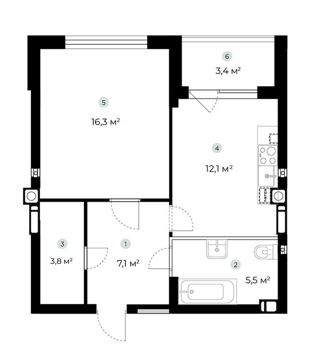1-комнатная 46.5 м² в ЖК PARKTOWN от 22 000 грн/м², пгт Гостомель