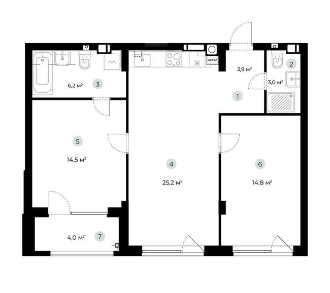 2-комнатная 69.6 м² в ЖК PARKTOWN от 22 000 грн/м², пгт Гостомель