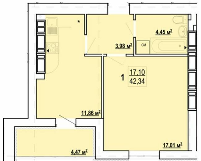 1-кімнатна 42.34 м² в ЖК Гідропарк від 14 000 грн/м², Харків