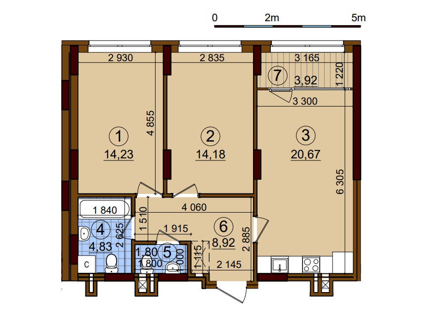 2-кімнатна 68.55 м² в ЖК Варшавський-2 від 22 100 грн/м², Київ