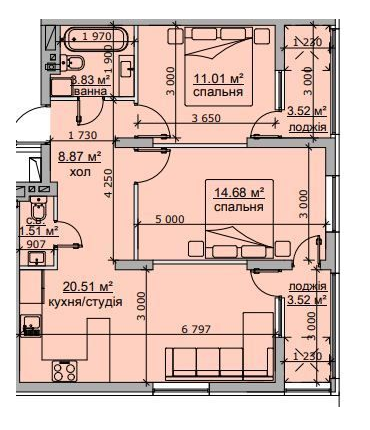 2-комнатная 67.45 м² в ЖК Бетховен от 24 850 грн/м², Львов