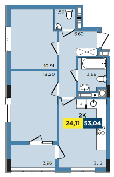 2-комнатная 53.04 м² в ЖК Washington City от 18 500 грн/м², Львов