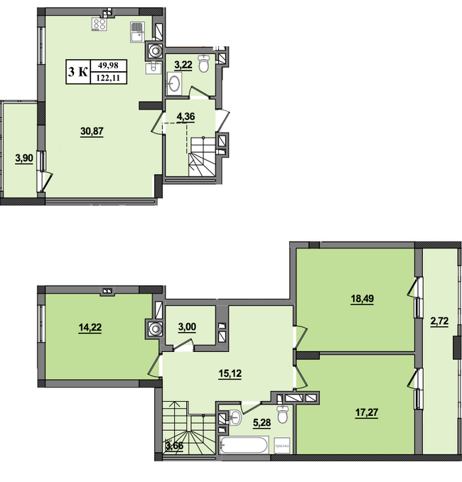 Двухуровневая 122.11 м² в ЖК на ул. Манастирского, 2А, 4, 6 от 19 000 грн/м², Львов