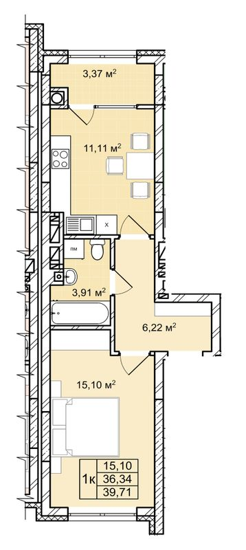 1-комнатная 39.51 м² в ЖК Софиевка от 28 000 грн/м², Львов