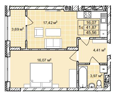 1-комнатная 45.56 м² в ЖК Софиевка от 28 000 грн/м², Львов
