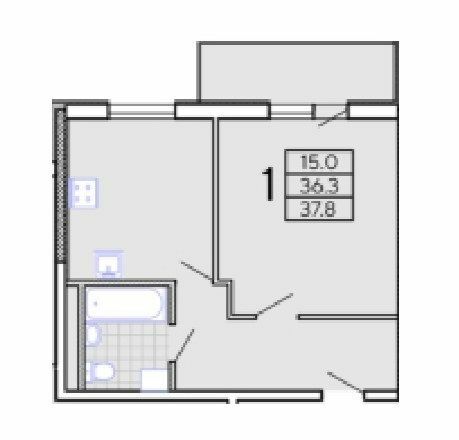 1-комнатная 37.8 м² в ЖК Радужный от 13 900 грн/м², Харьков