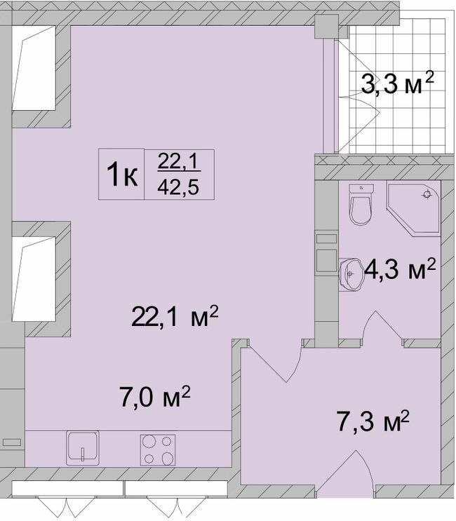 1-комнатная 42.5 м² в ЖК ТИТУЛ Дом на Пушкинской от 55 450 грн/м², Харьков