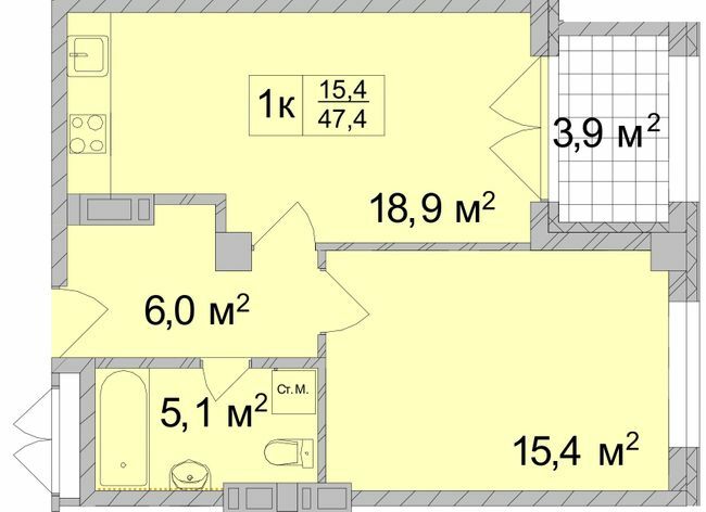 1-кімнатна 47.4 м² в ЖК ТИТУЛ Будинок на Пушкінській від 55 450 грн/м², Харків