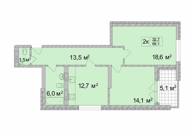 2-кімнатна 69.1 м² в ЖК ТИТУЛ Будинок на Пушкінській від 37 750 грн/м², Харків