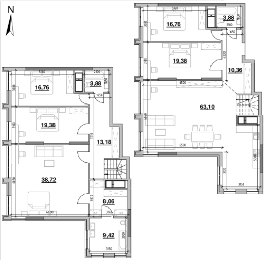 Двухуровневая 222.88 м² в ЖК Nordica Residence от 61 621 грн/м², Киев