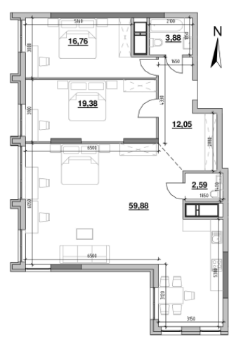 2-кімнатна 114.54 м² в ЖК Nordica Residence від 57 259 грн/м², Київ