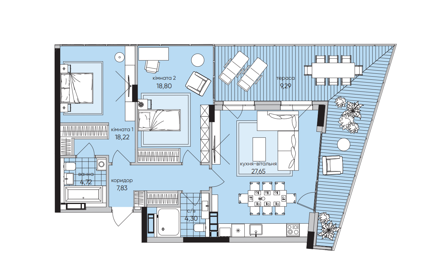 2-комнатная 90.81 м² в ЖК Park Lake City от 34 086 грн/м², с. Подгорцы