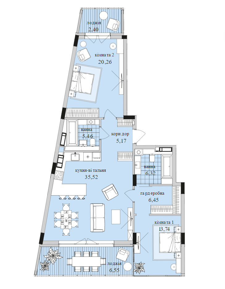 2-кімнатна 69.08 м² в ЖК Park Lake City від 34 086 грн/м², с. Підгірці