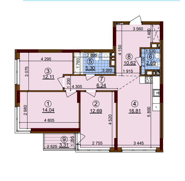 3-кімнатна 83.49 м² в ЖК Варшавський-2 від забудовника, Київ