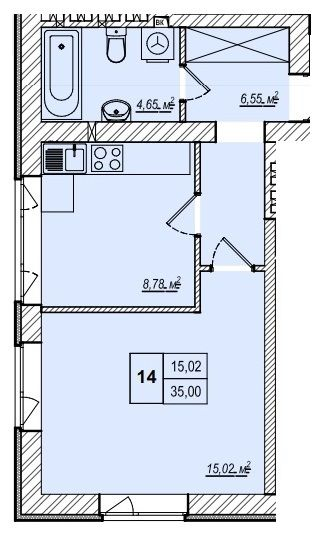 1-комнатная 35 м² в ЖК Wood Park 2 от 19 700 грн/м², Киев