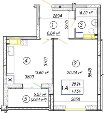 1-комнатная 47.54 м² в ЖК Вудстория от 23 500 грн/м², Киев