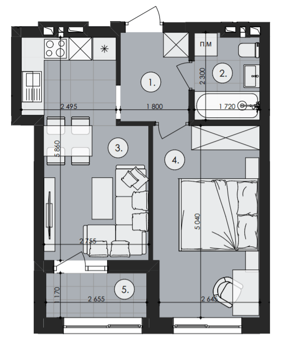 1-комнатная 40.69 м² в ЖК Royal Park от 16 900 грн/м², г. Дубляны