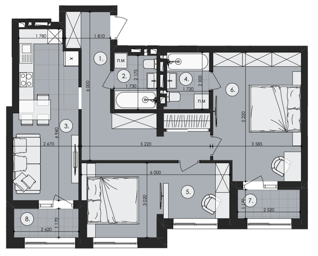 2-кімнатна 79.76 м² в ЖК Royal Park від 16 900 грн/м², м. Дубляни