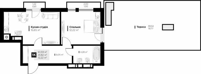 1-комнатная 61.59 м² в ЖК ARTHOUSE park от 25 850 грн/м², Львов