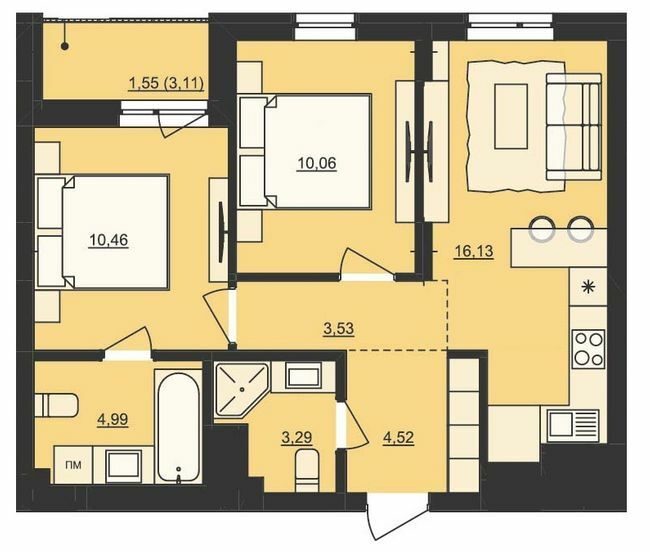 2-комнатная 54.53 м² в ЖК Mill Town от 35 000 грн/м², Львов