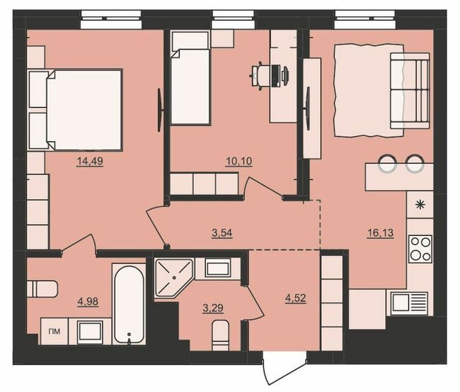 2-комнатная 57.05 м² в ЖК Mill Town от 32 500 грн/м², Львов