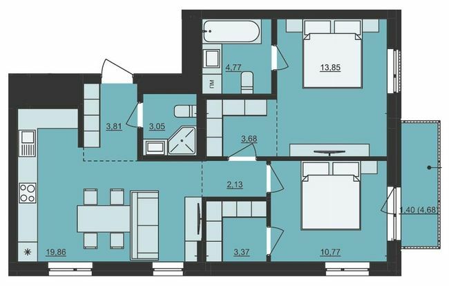 2-кімнатна 66.69 м² в ЖК Mill Town від 42 050 грн/м², Львів