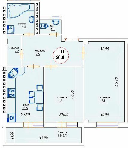 2-комнатная 60 м² в ЖК ЯневБуд от 12 650 грн/м², пгт Ивано-Франково