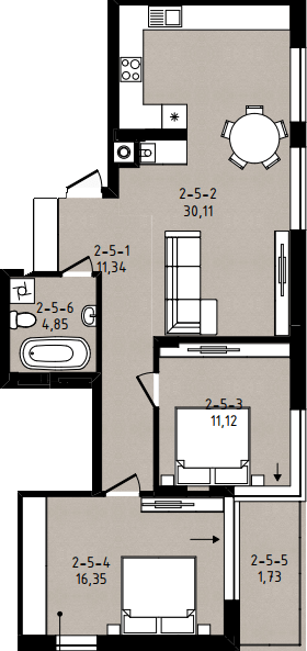 2-кімнатна 75.5 м² в ЖК на вул. Мечникова, 39а, 39б від 31 650 грн/м², Львів