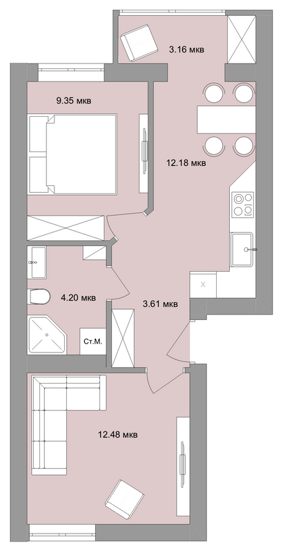 2-кімнатна 45 м² в ЖК Вілла Італія від 20 050 грн/м², м. Винники