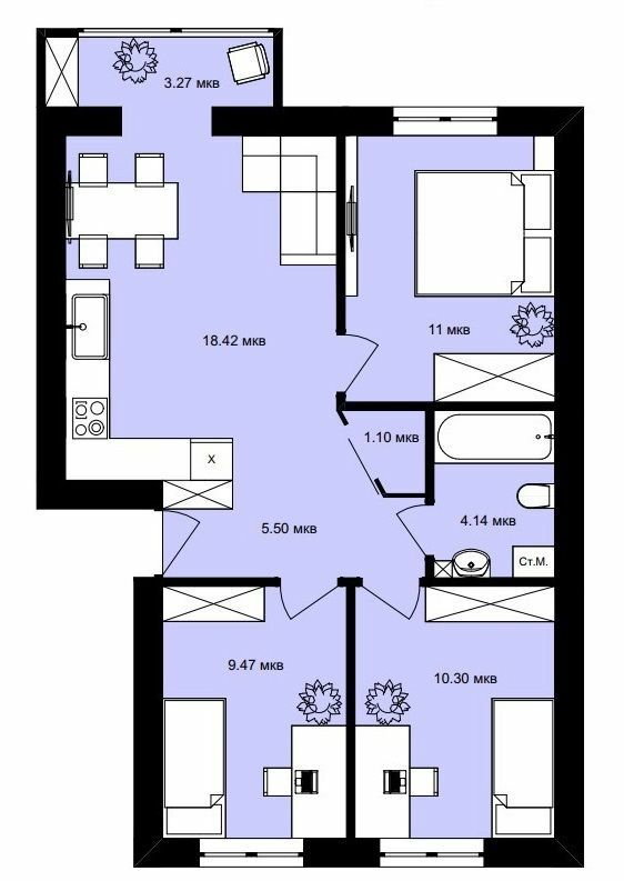 3-комнатная 63 м² в ЖК Вилла Италия от 19 350 грн/м², г. Винники