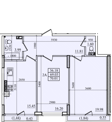 2-кімнатна 70.01 м² в ЖК Парус від 20 050 грн/м², м. Южне