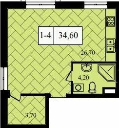 1-кімнатна 34.6 м² в ЖК Зоряний від забудовника, Одеса