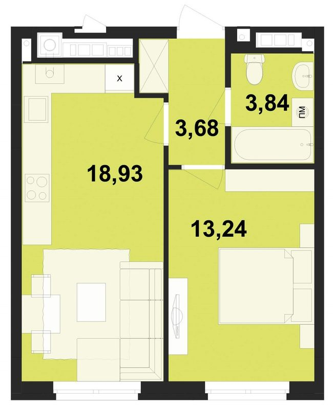 1-комнатная 39.69 м² в ЖК Киевский от 17 850 грн/м², Черновцы