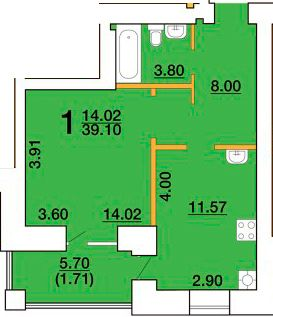 1-комнатная 39.1 м² в ЖК Апельсин от 19 200 грн/м², Николаев