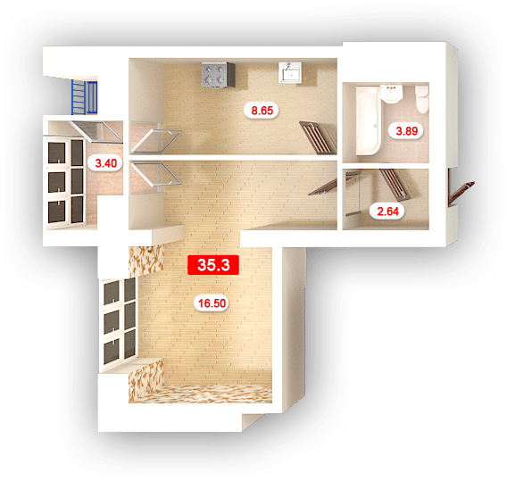 1-кімнатна 35.3 м² в ЖК Гранд Парк від 14 500 грн/м², Миколаїв