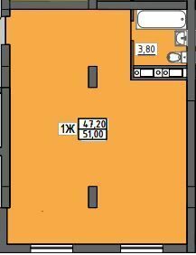 1-комнатная 51 м² в ЖК Юпитер от застройщика, Одесса