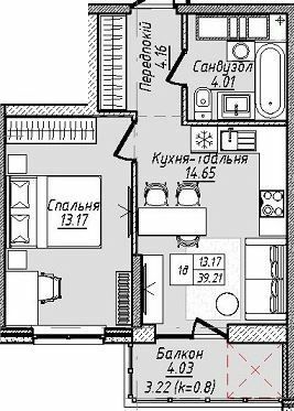 1-кімнатна 39.21 м² в ЖК M.Park від 27 950 грн/м², Одеса