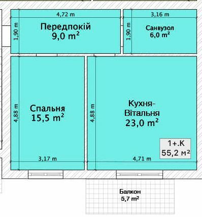 1-кімнатна 55.2 м² в ЖК на пров. 1-й Константиновича, 13 від 23 050 грн/м², Вінниця